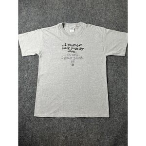 Mens T Shirt Gildan Funny Quote Graphic Grey Humor Print, Size L